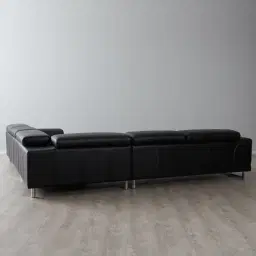 Fortitude II Black Leather Corner Lounge