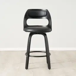 Hunter Black Vegan Leather Bar Stool