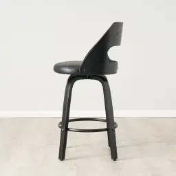 Hunter Black Vegan Leather Bar Stool
