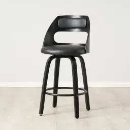 Hunter Black Vegan Leather Bar Stool