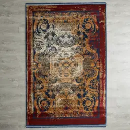Royal Ornaments Floor Rug - Red 