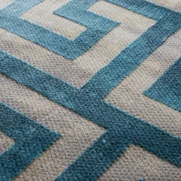 Greek Key Floor Rug - Blue Medium 200cm x 300cm