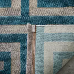 Greek Key Floor Rug - Blue Medium 200cm x 300cm