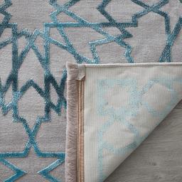 Blue Arabesque Floor Rug - Large