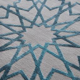 Blue Arabesque Floor Rug - Large