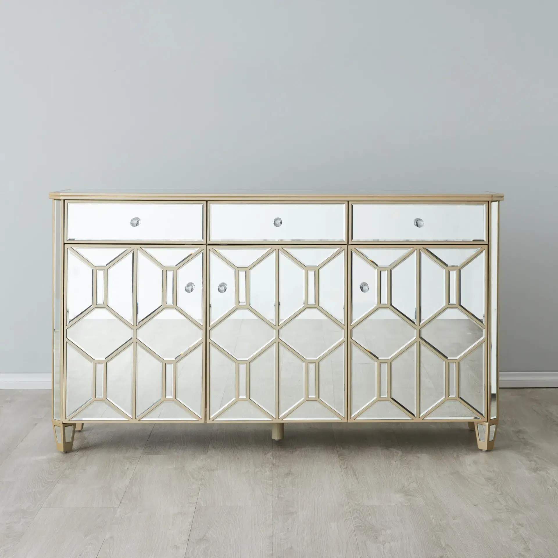 Madeleine Mirror Side Table - Champagne Gold Frame