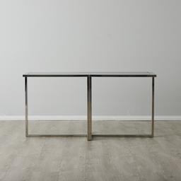 Titus Stainless Steel Console Table  - Smoke Green Glass Top
