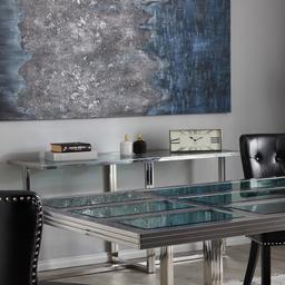 Titus Stainless Steel Console Table  - Smoke Green Glass Top