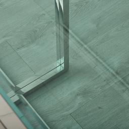 Titus Stainless Steel Console Table  - Smoke Green Glass Top