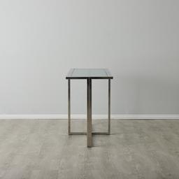Titus Stainless Steel Console Table  - Smoke Green Glass Top