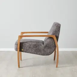 Astrid Distressed Grey Fabric Chair - Washed Oak Legs