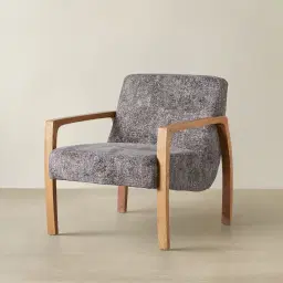 Astrid Distressed Grey Fabric Chair - Washed Oak Legs