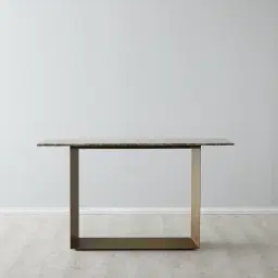 Isla Light Brown Marble Console Table -  Brushed Bronze Legs