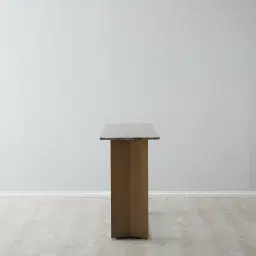 Isla Light Brown Marble Console Table -  Brushed Bronze Legs