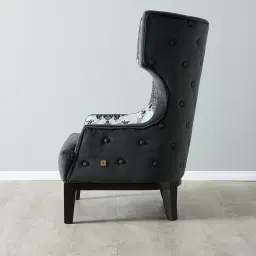 Florence II Charcoal Velvet with Floral Pattern Occasional Chair 