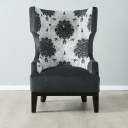 Florence II Charcoal Velvet with Floral Pattern Occasional Chair 