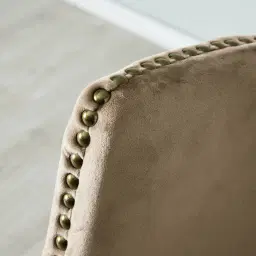 Simone Beige Velvet 76cm Bar Stool-Gold Accessories