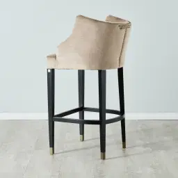 Simone Beige Velvet 76cm Bar Stool-Gold Accessories