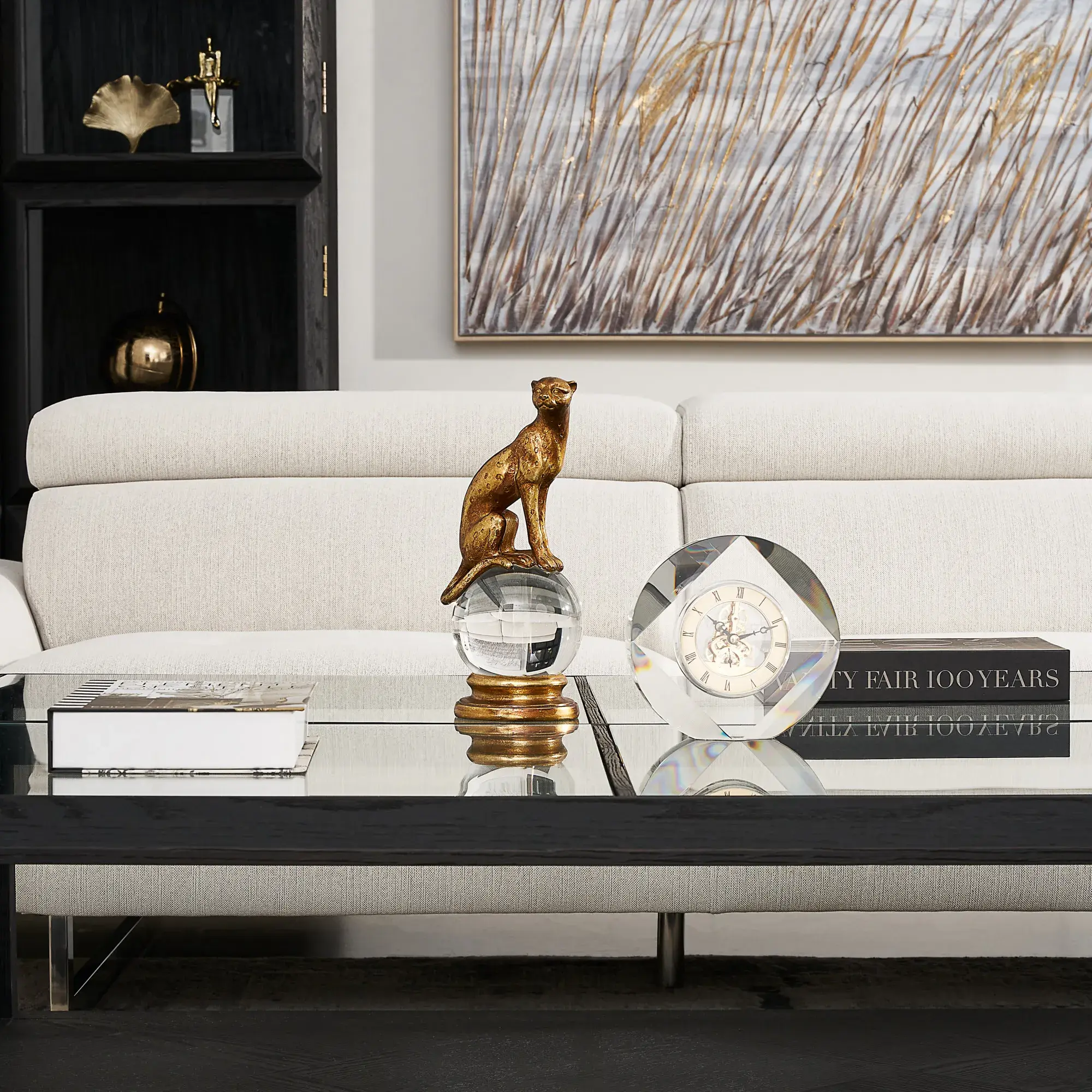 Sitting Gold Leopard Decorative