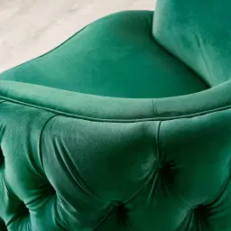 Kelly Emerald Green Velvet Swivel Chair - Gold Leg