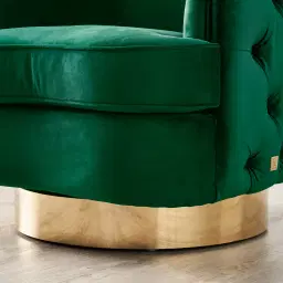 Kelly Emerald Green Velvet Swivel Chair - Gold Leg