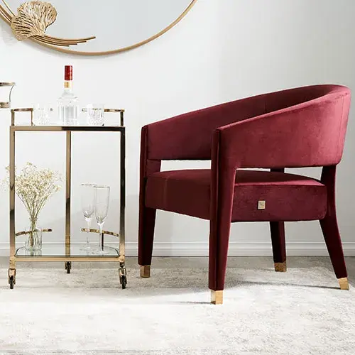 Salma Wine Red Velvet Occasional Chair