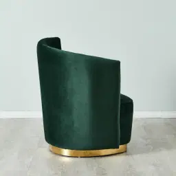 Reina Asymmetrical Pine Green Velvet Chair - Left Apex