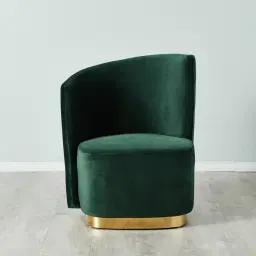 Reina Asymmetrical Pine Green Velvet Chair - Left Apex