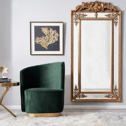 Reina Asymmetrical Pine Green Velvet Chair - Left Apex