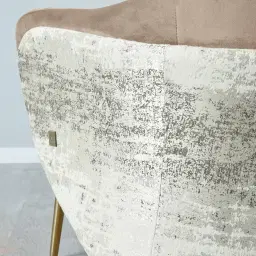 Anya Beige Velvet with Back Pattern Occasional Chair