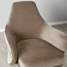 Anya Beige Velvet with Back Pattern Occasional Chair