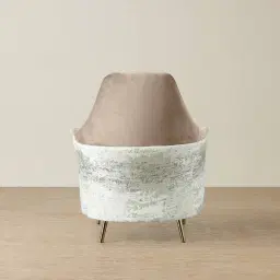 Anya Beige Velvet with Back Pattern Occasional Chair
