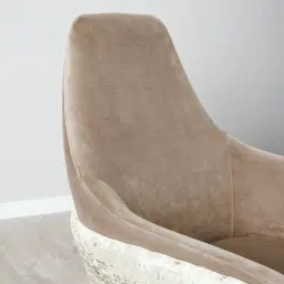 Anya Beige Velvet with Back Pattern Occasional Chair
