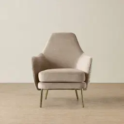 Anya Beige Velvet with Back Pattern Occasional Chair