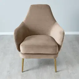 Anya Beige Velvet with Back Pattern Occasional Chair