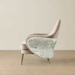 Anya Beige Velvet with Back Pattern Occasional Chair