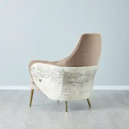 Anya Beige Velvet with Back Pattern Occasional Chair