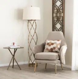 Anya Beige Velvet with Back Pattern Occasional Chair