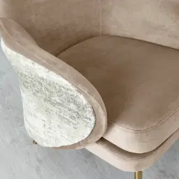 Anya Beige Velvet with Back Pattern Occasional Chair