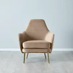 Anya Beige Velvet with Back Pattern Occasional Chair