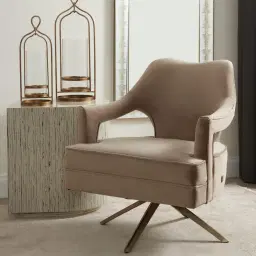 Burton Black Velvet Swivel Occasional Chair - Polished Gold Stainless Steel Legs