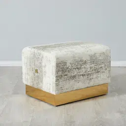 Sheppard Distressted Grey Patterned Ottoman