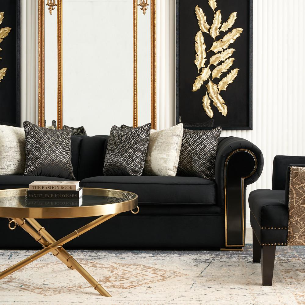 Leola Black Velvet 2-Seater Sofa