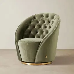Sonja Olive Green Velvet Swivel Occasional Chair