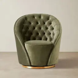 Sonja Olive Green Velvet Swivel Occasional Chair