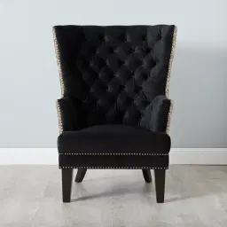 Boudicca Black Velvet with Back Pattern Armchair