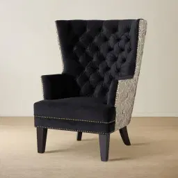 Boudicca Black Velvet with Back Pattern Armchair