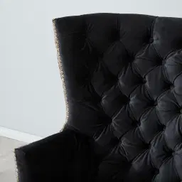 Boudicca Black Velvet with Back Pattern Armchair
