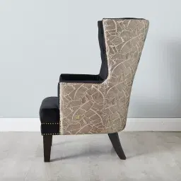 Boudicca Black Velvet with Back Pattern Armchair