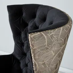 Boudicca Black Velvet with Back Pattern Armchair